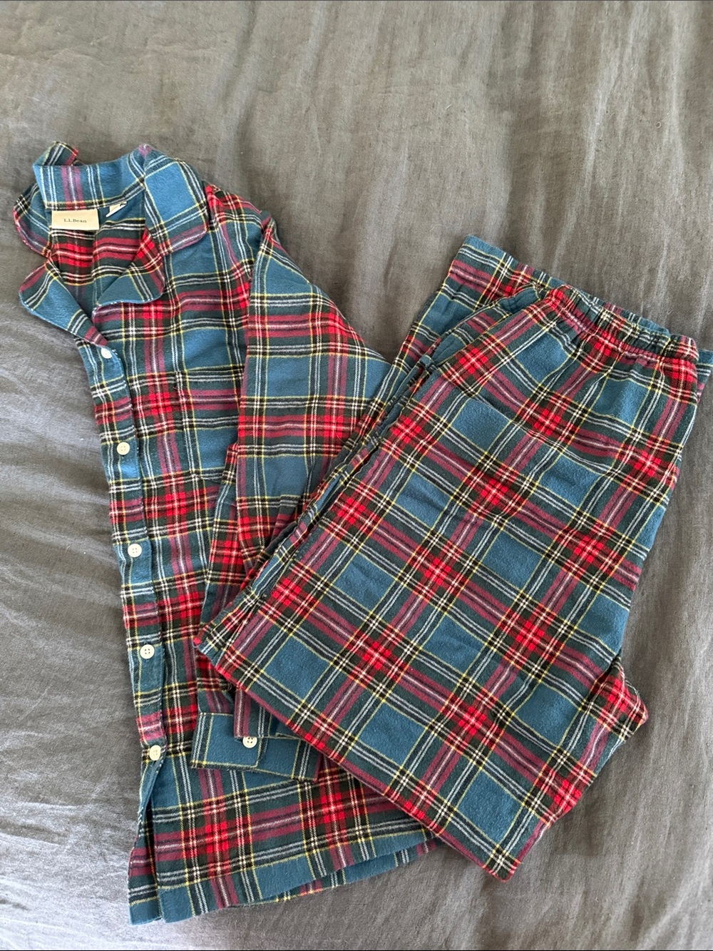 L.L. Bean Blue and Red Plaid Pajamas